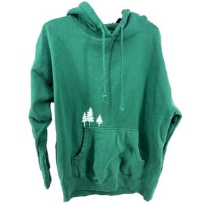 Icelantic Skis Return to Nature Green Graphic Hoodie Mens Size M Forest Trees